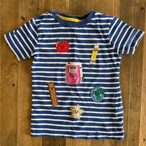 Mini Boden - Appliqué T-Shirt Stationary, 4-5y - Stripe - School Supply Patches
